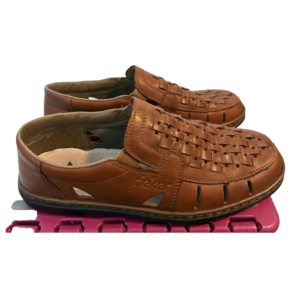 Rieker Tan Leather Slip-on Shoes Men's EU Size 41/US 8.5 Casual Comfort Travel